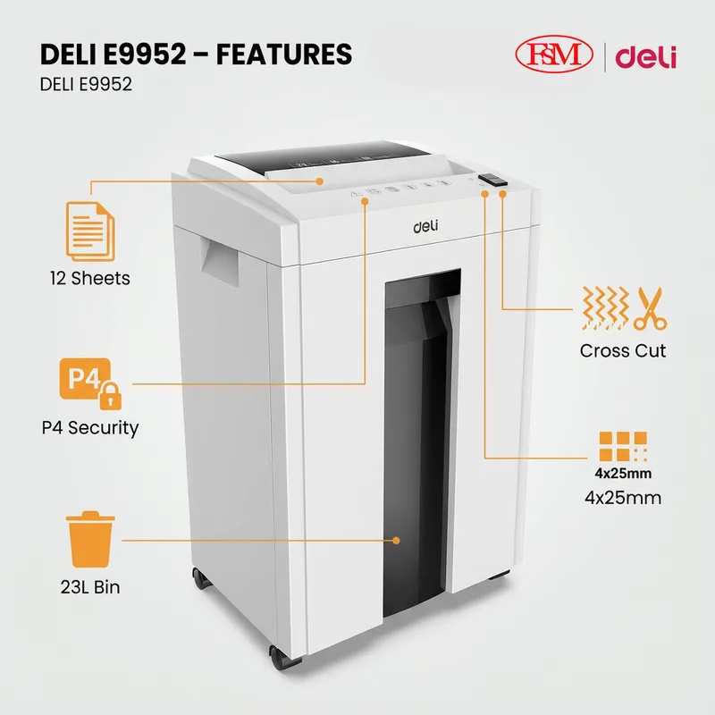 Deli E9952 Office Document Shredder KL