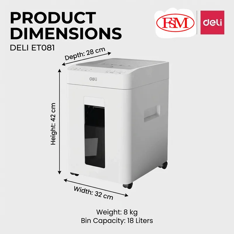 Deli ET081 Mesin Shredder Kertas Pejabat