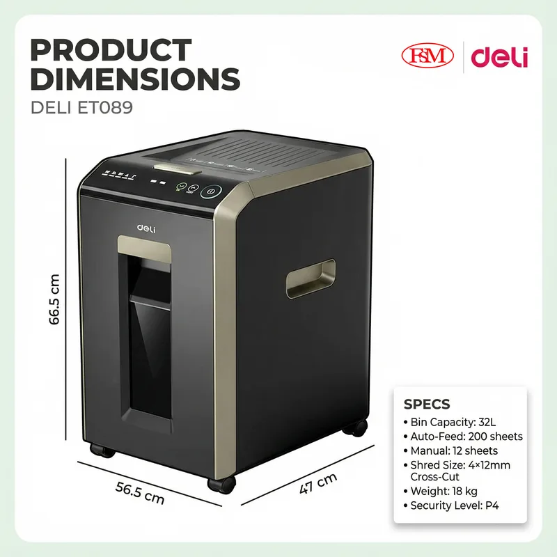 Deli ET089 Mesin Shredder Kertas Pejabat