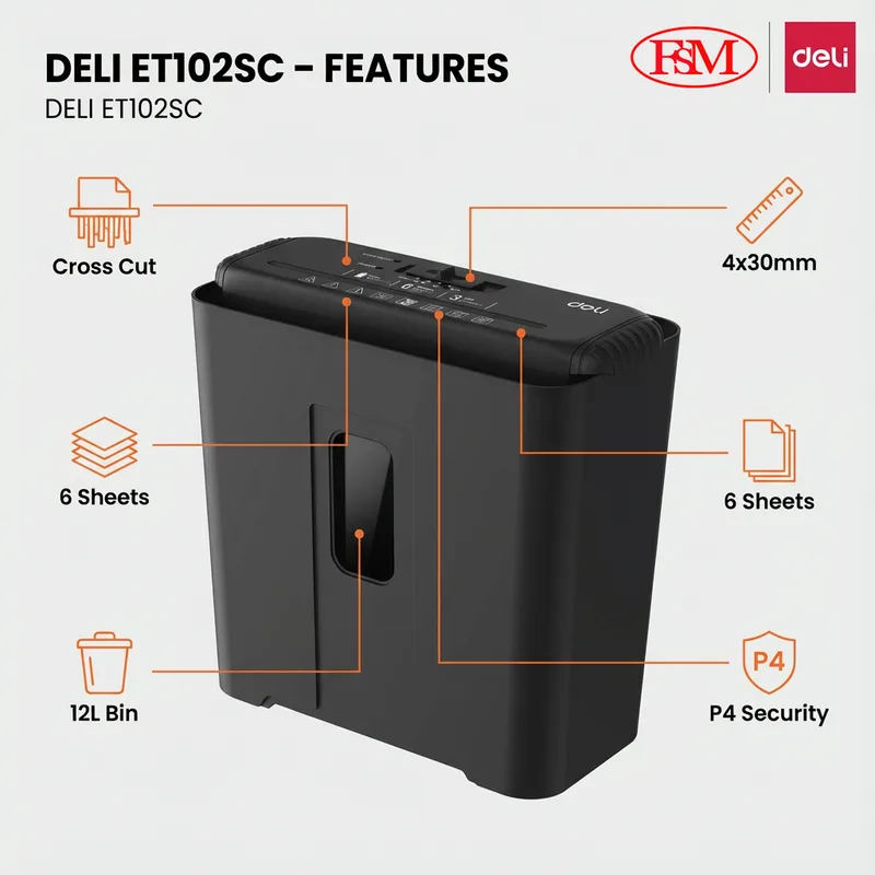 Deli ET102SC Mesin Shredder Kertas Pejabat