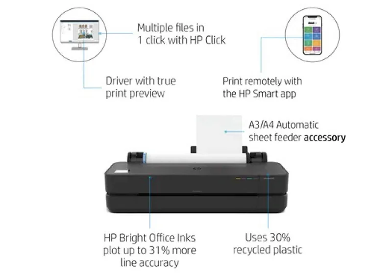 HP DesignJet T250  | HP A1 Plotter, A1 Printer Tabletop 