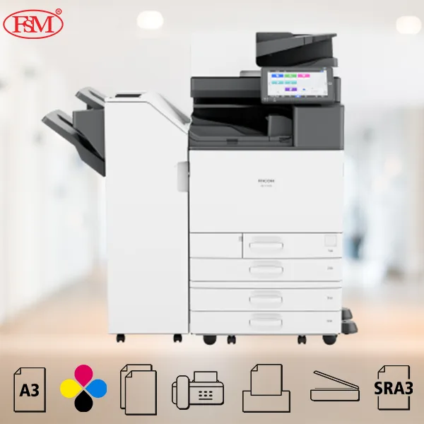 Ricoh IM C7010 multifunction printer front view with add on