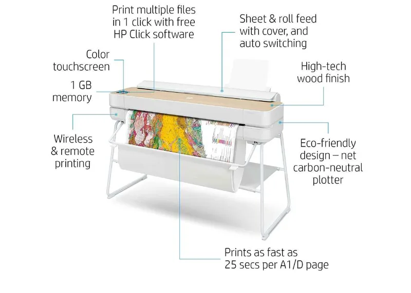 A0 Plotter Printer, 36 inch Printer, Large Format Plotter Printer HP DesignJet Studio Wood 36-in Printer