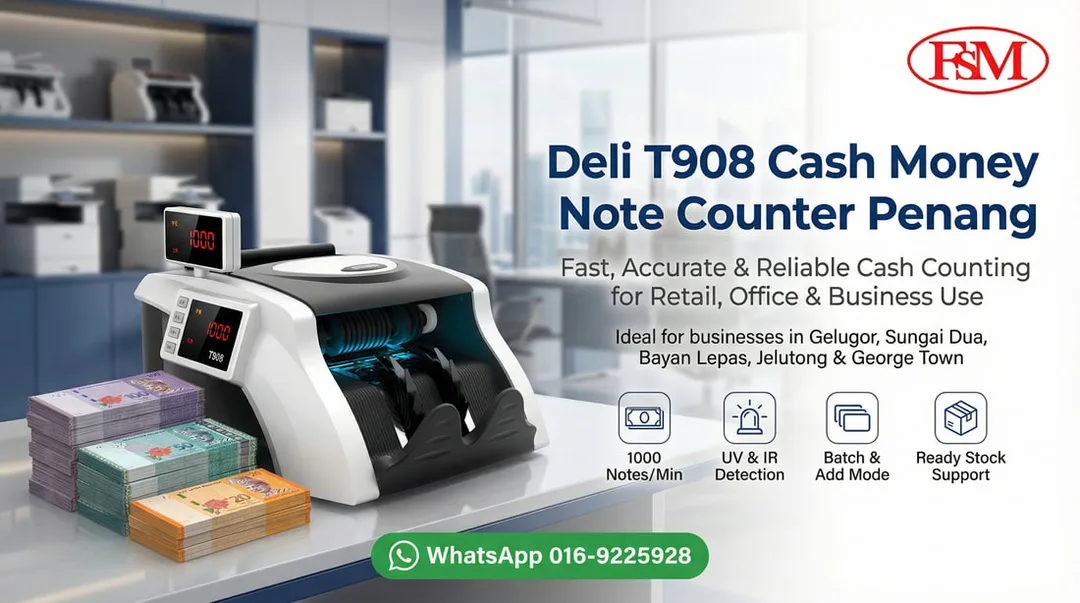 Money Cash Bank Note Counter Machine Deli T908 Penang