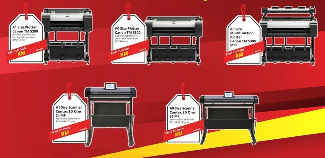 Rent HP and Canon A1 A0 plotter printers in Malaysia