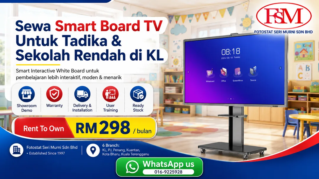 Sewa Smart Board TV di KL untuk tadika dan sekolah rendah oleh Fotostat Seri Murni Sdn Bhd